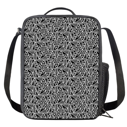 Black And White African Ethnic Print Crossbody Lunch Bag
