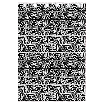 Black And White African Ethnic Print Curtain