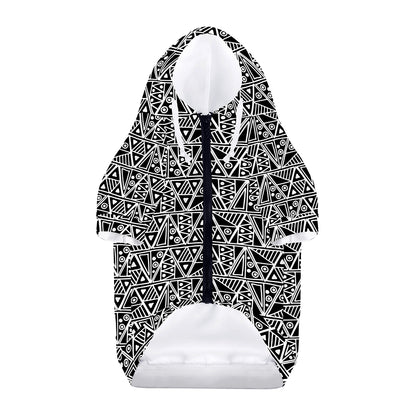 Black And White African Ethnic Print Dog Zip Up Hoodie