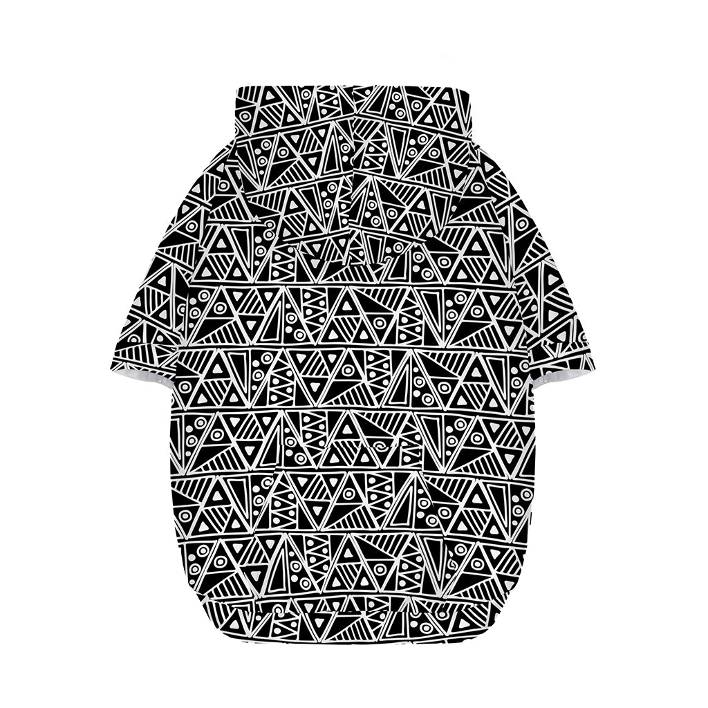 Black And White African Ethnic Print Dog Zip Up Hoodie