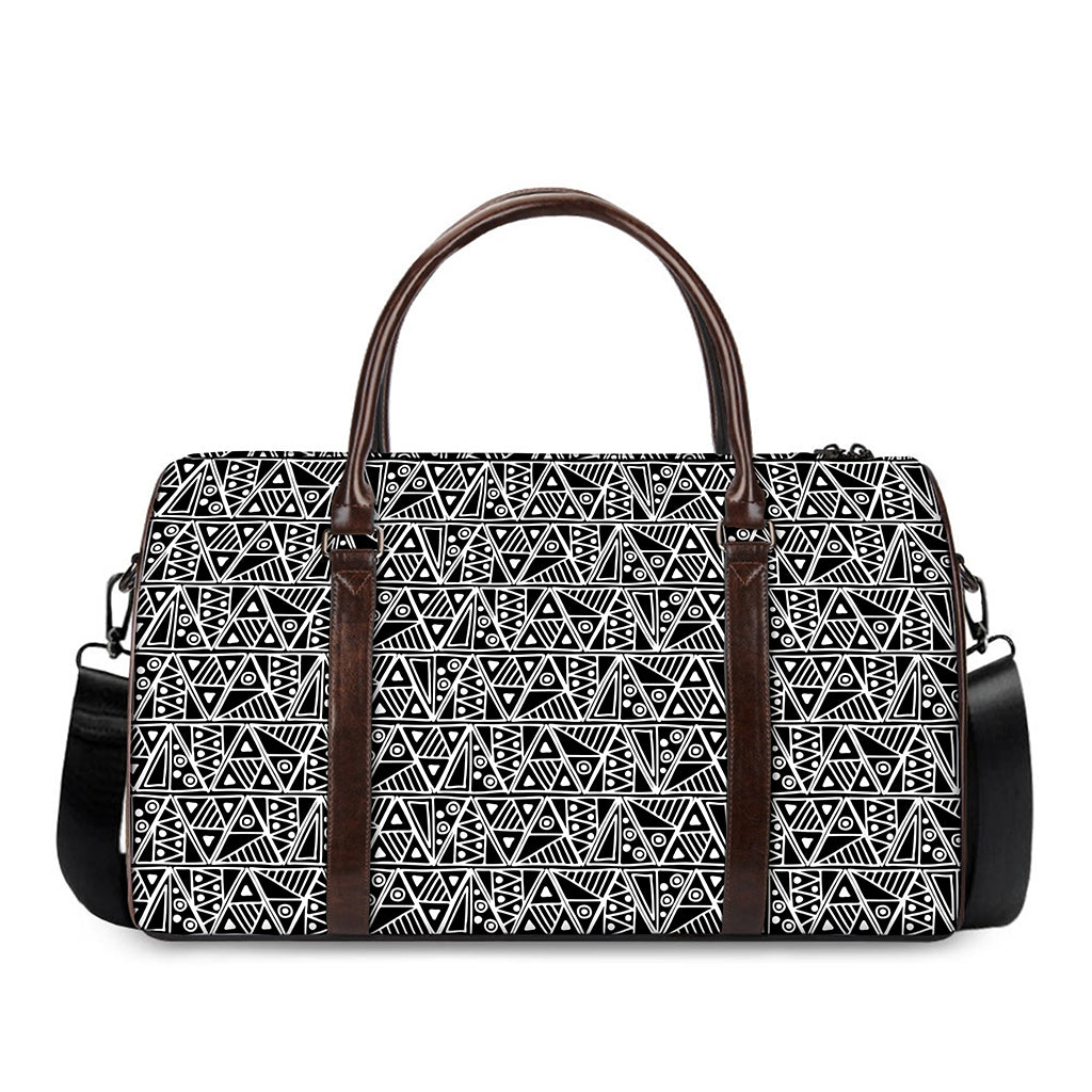 Black And White African Ethnic Print Duffle Bag