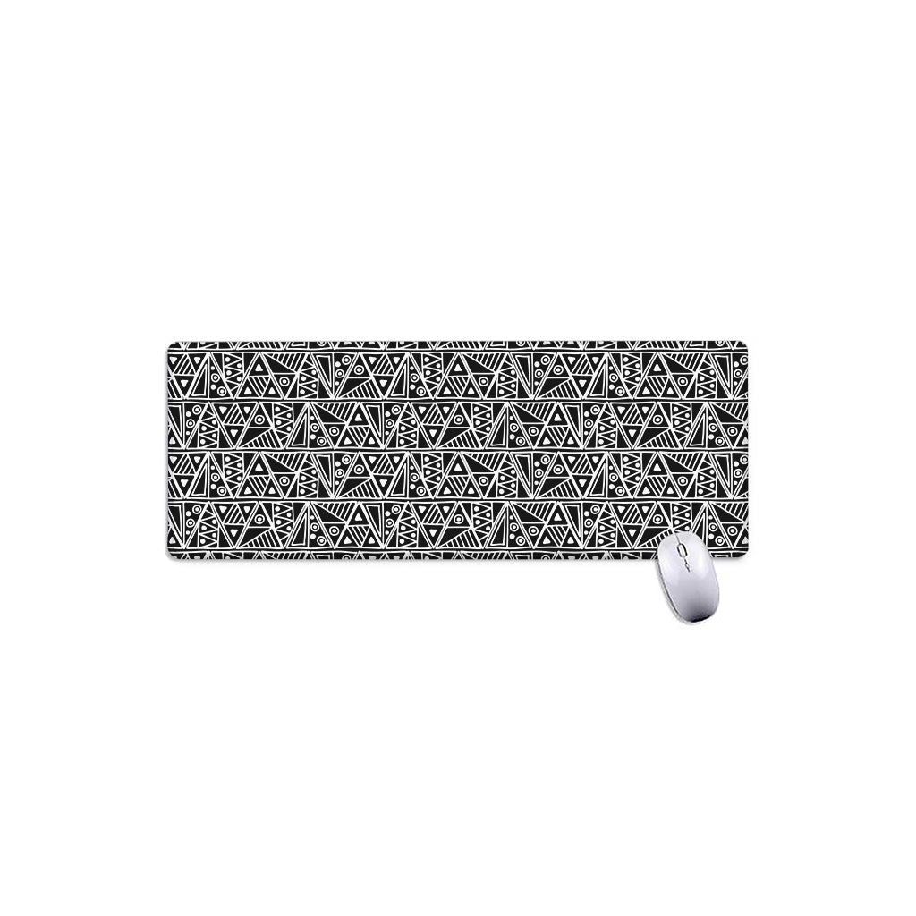 Black And White African Ethnic Print Extended Mouse Pad