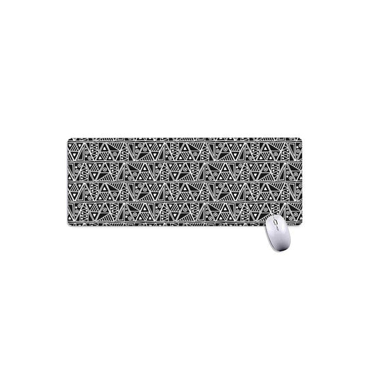 Black And White African Ethnic Print Extended Mouse Pad