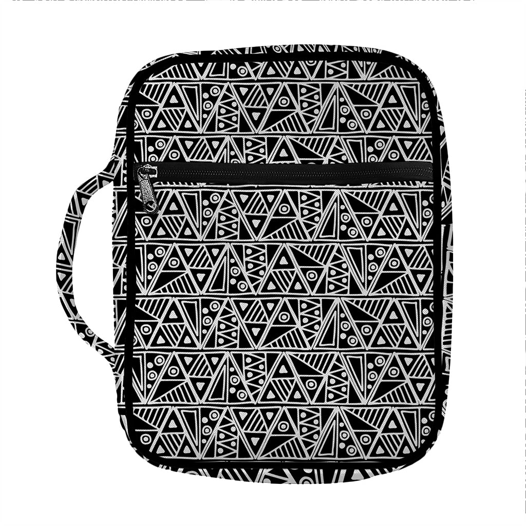 Black And White African Ethnic Print Front Pocket Bible Bag