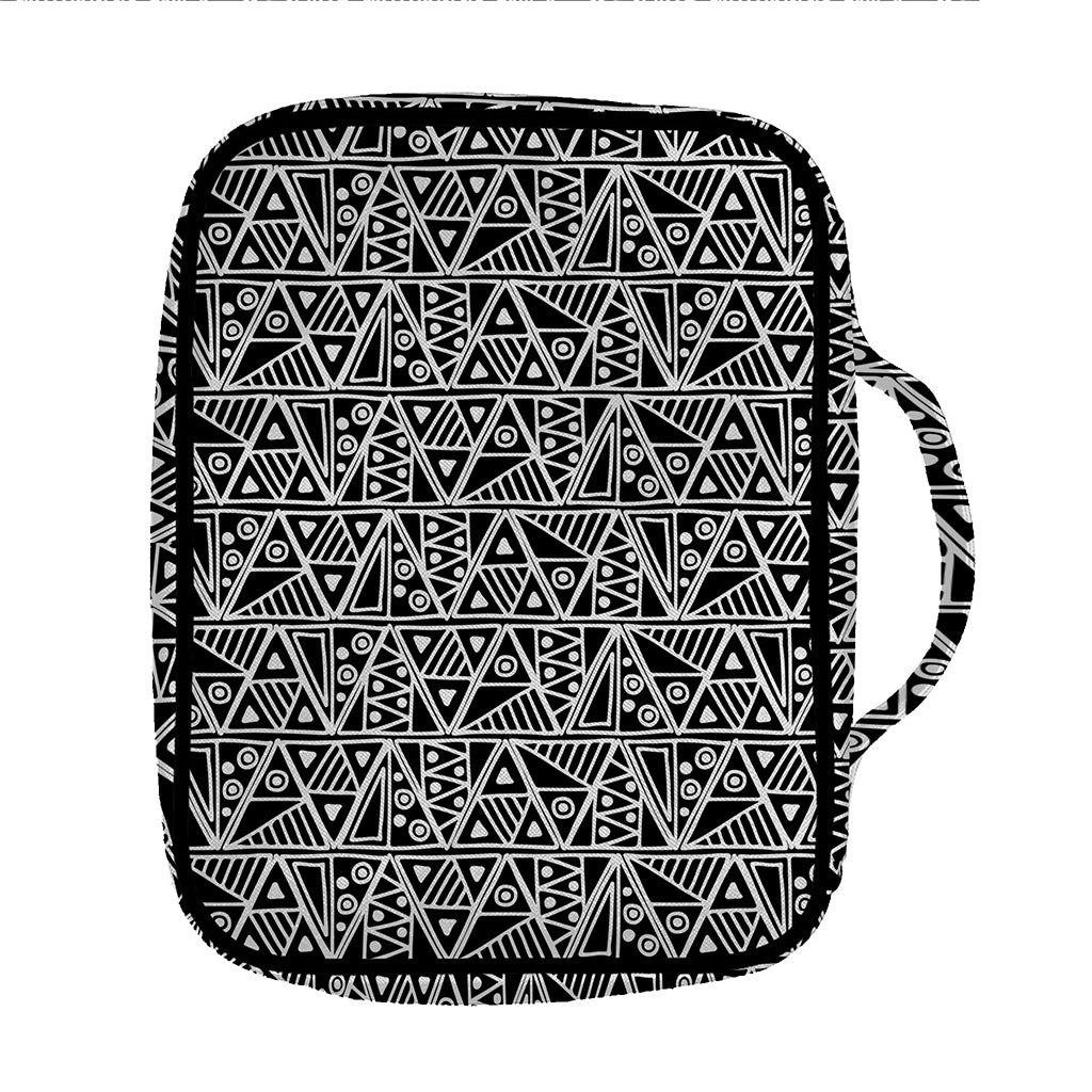 Black And White African Ethnic Print Front Pocket Bible Bag