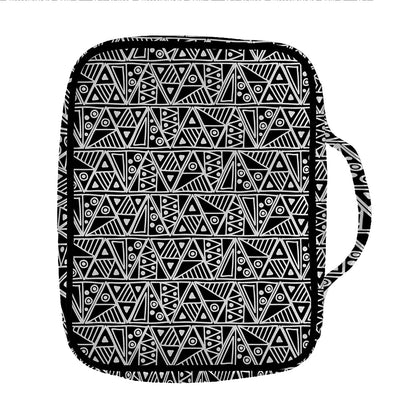 Black And White African Ethnic Print Front Pocket Bible Bag