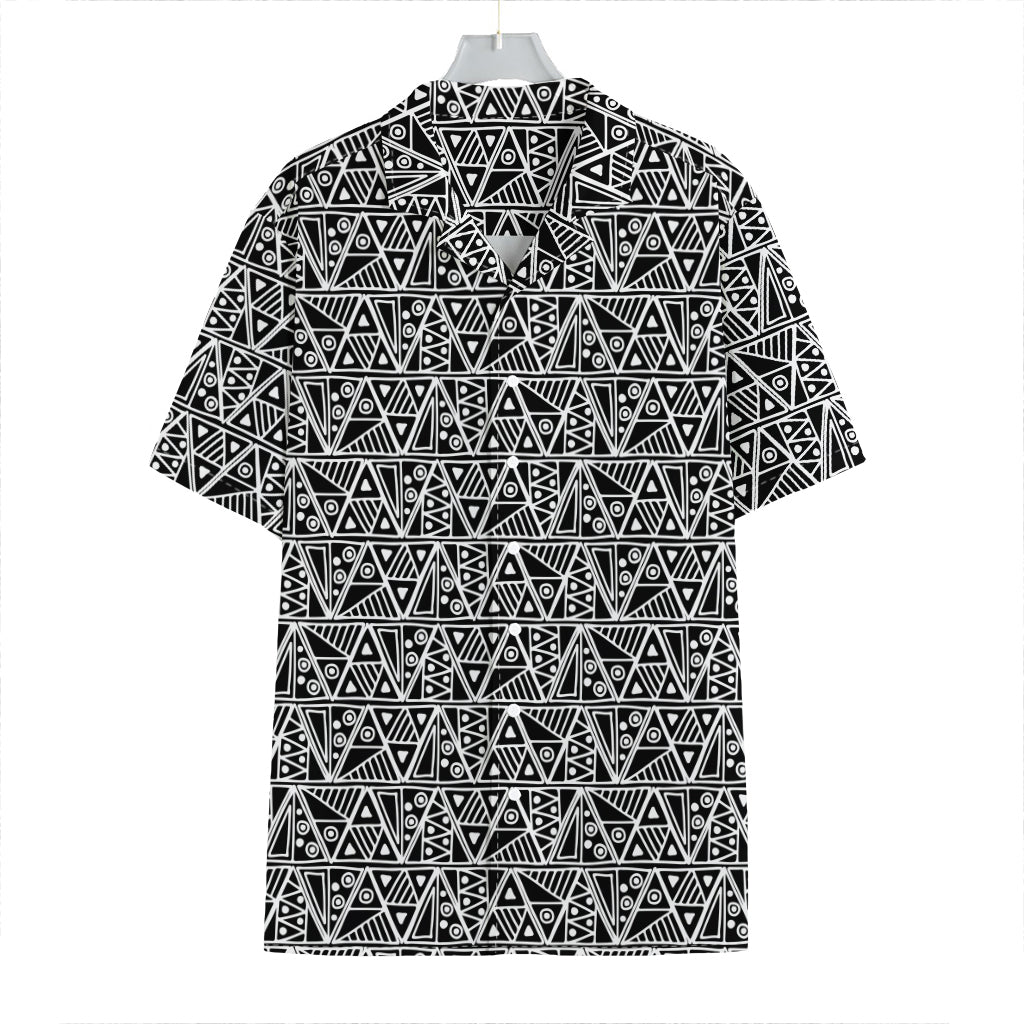 Black And White African Ethnic Print Hawaiian Shirt