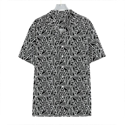 Black And White African Ethnic Print Hawaiian Shirt