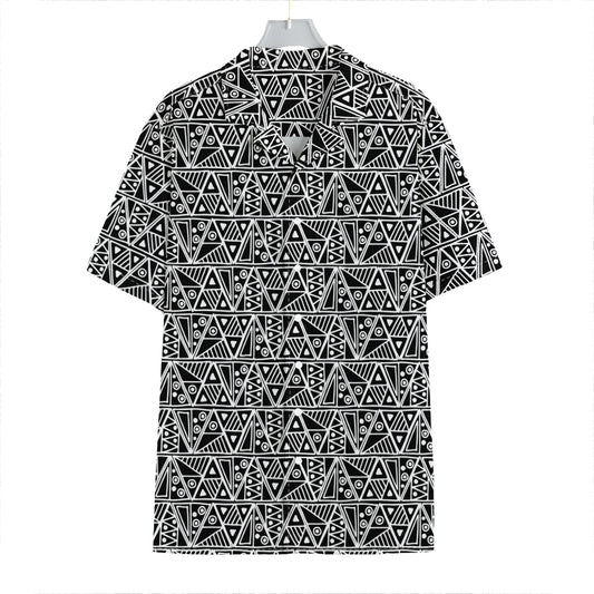 Black And White African Ethnic Print Hawaiian Shirt