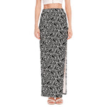 Black And White African Ethnic Print High Slit Maxi Skirt