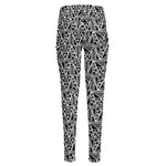 Black And White African Ethnic Print High-Waisted Pocket Leggings