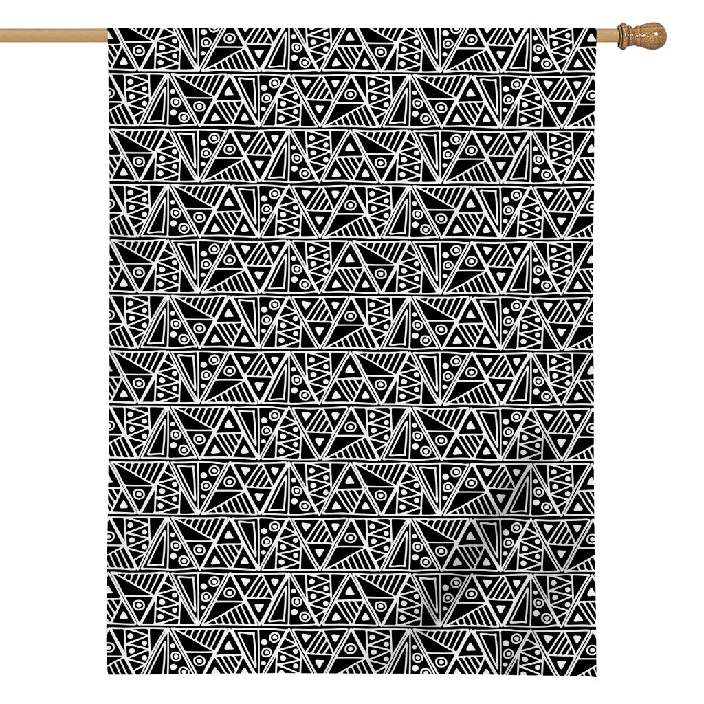 Black And White African Ethnic Print House Flag