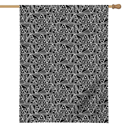 Black And White African Ethnic Print House Flag