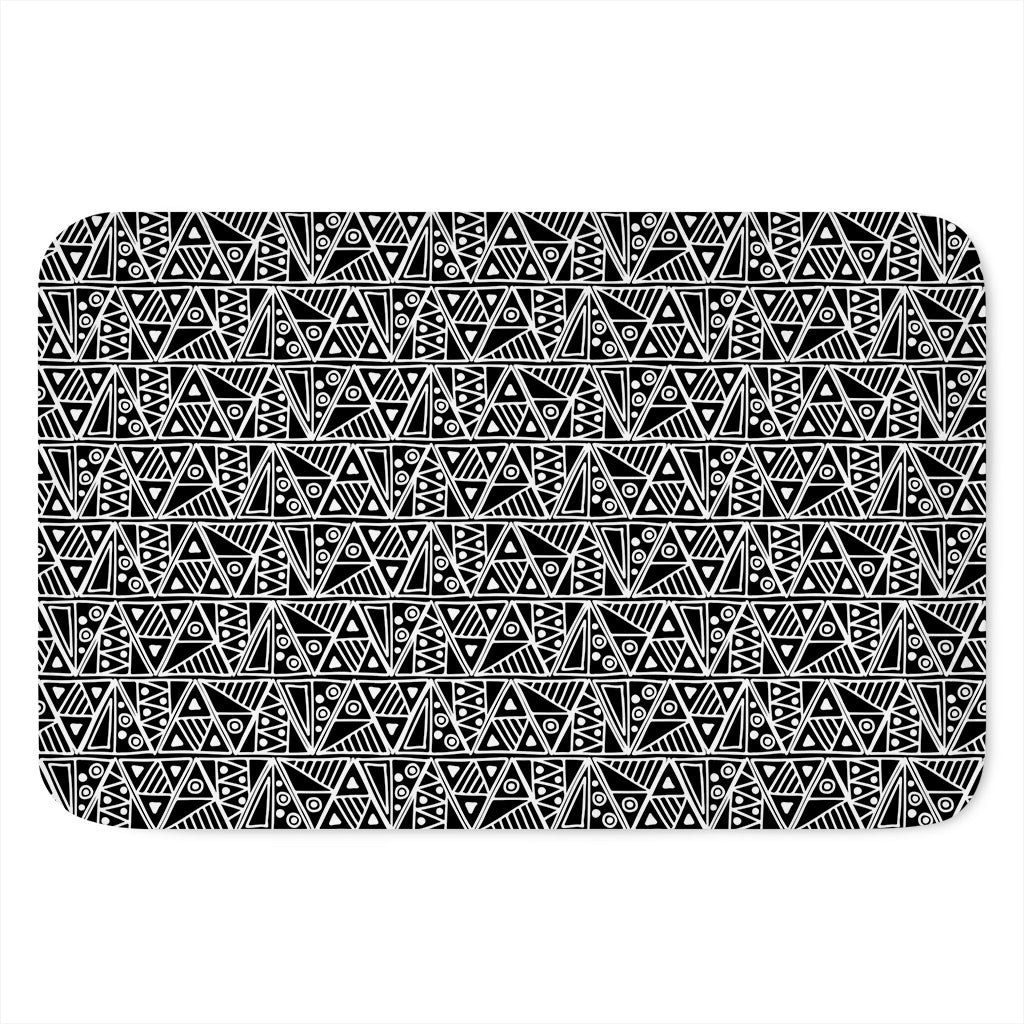 Black And White African Ethnic Print Indoor Door Mat