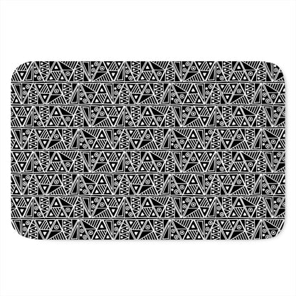 Black And White African Ethnic Print Indoor Door Mat