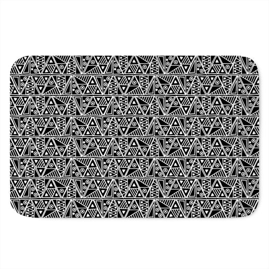 Black And White African Ethnic Print Indoor Door Mat