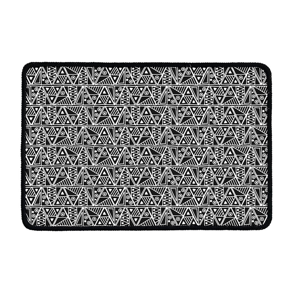 Black And White African Ethnic Print Kitchen Mat