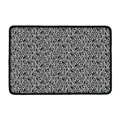 Black And White African Ethnic Print Kitchen Mat