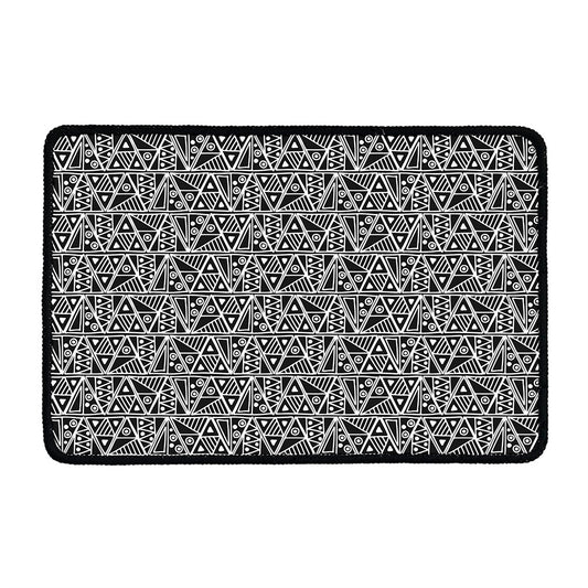 Black And White African Ethnic Print Kitchen Mat