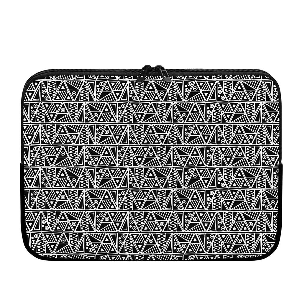 Black And White African Ethnic Print Laptop Sleeve