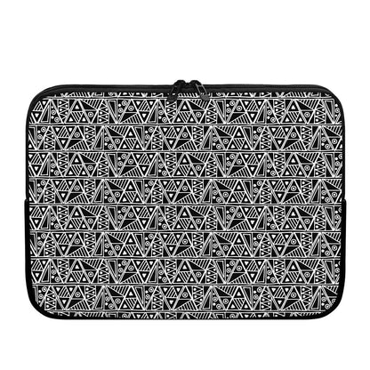 Black And White African Ethnic Print Laptop Sleeve