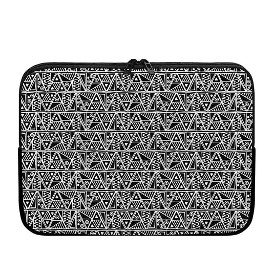 Black And White African Ethnic Print Laptop Sleeve