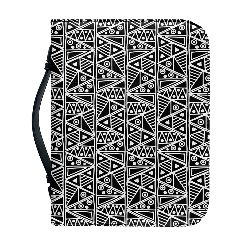Black And White African Ethnic Print Leather Bible Cover