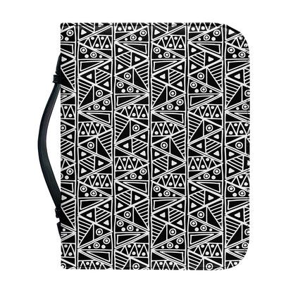 Black And White African Ethnic Print Leather Bible Cover