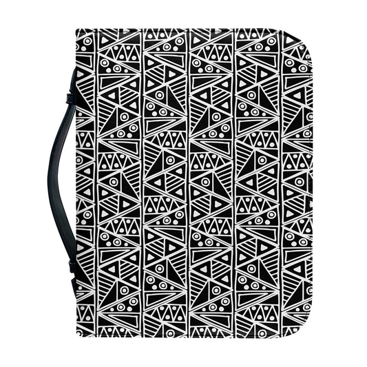 Black And White African Ethnic Print Leather Bible Cover