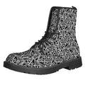 Black And White African Ethnic Print Lace-Up Boots