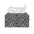Black And White African Ethnic Print Leather Tissue Box Cover