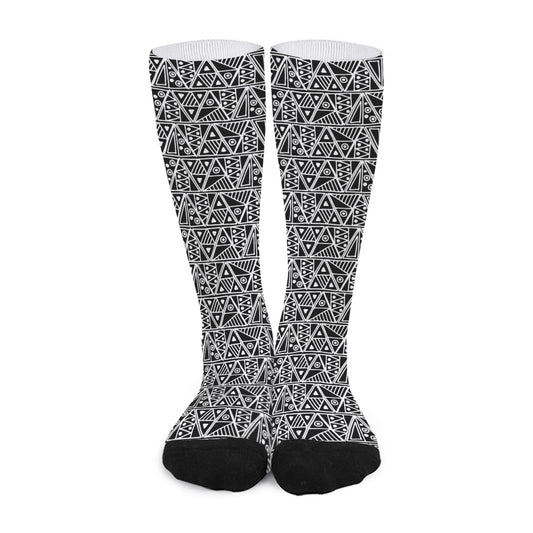 Black And White African Ethnic Print Long Socks