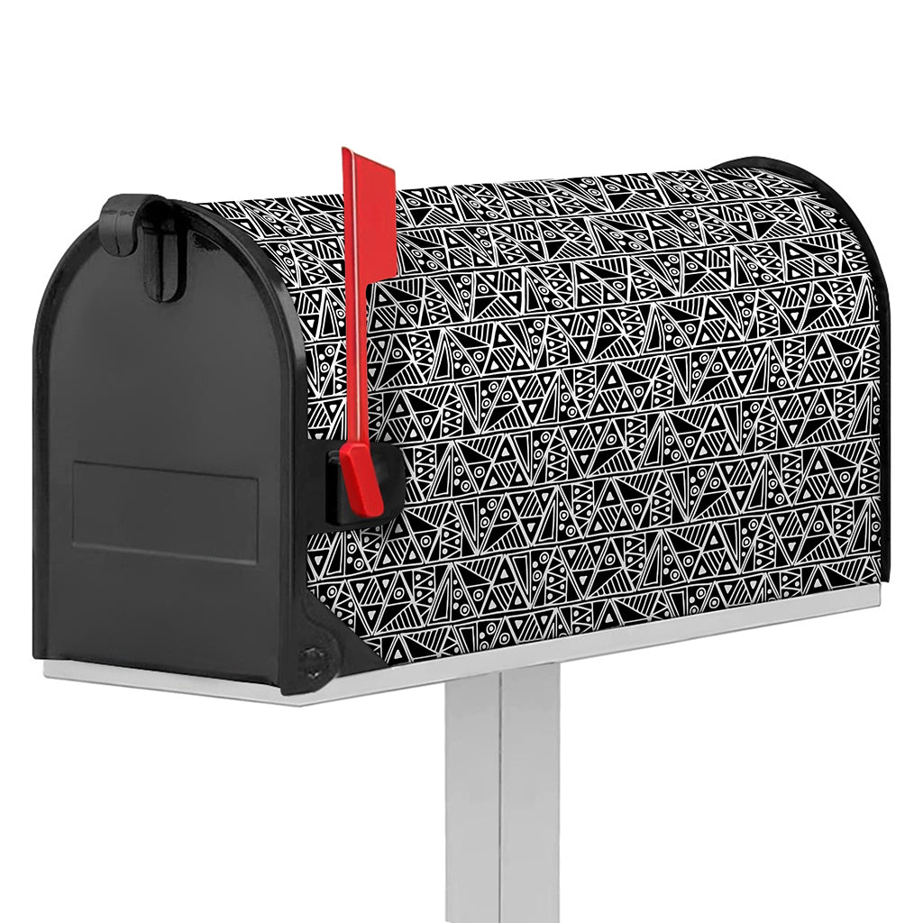 Black And White African Ethnic Print Mailbox Cover