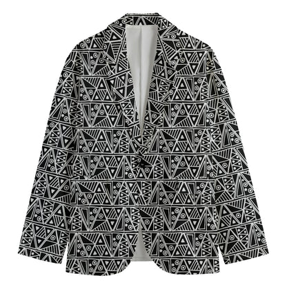 Black And White African Ethnic Print Men's Blazer