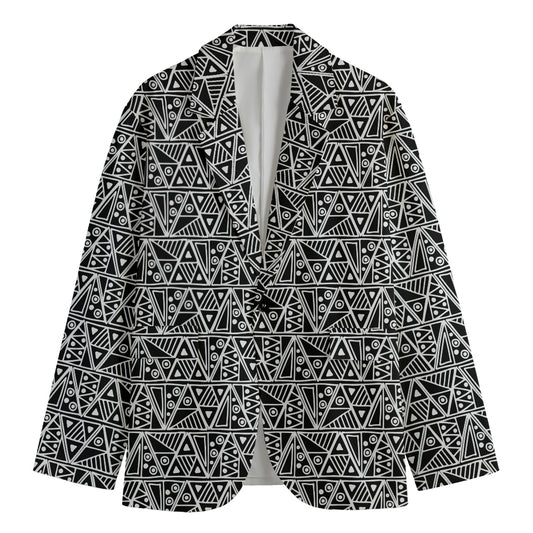 Black And White African Ethnic Print Men's Blazer