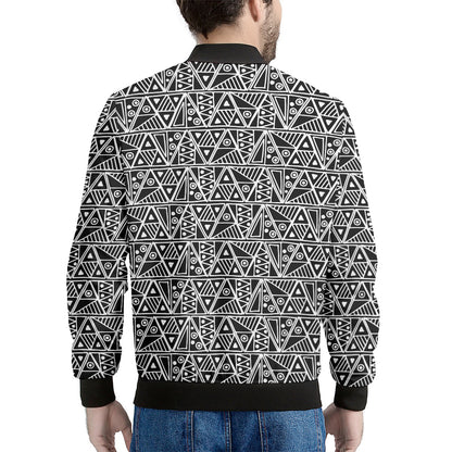 Black And White African Ethnic Print Men's Bomber Jacket