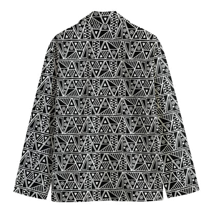 Black And White African Ethnic Print Men's Cotton Blazer