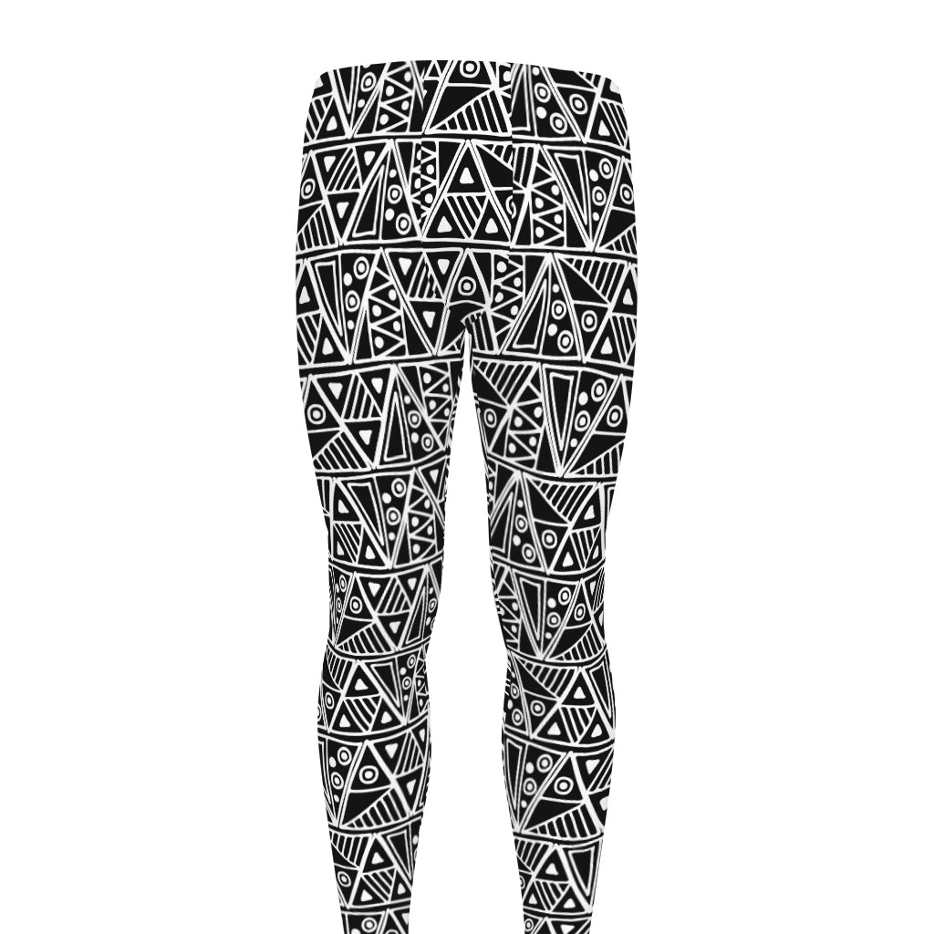 Black And White African Ethnic Print Men's leggings