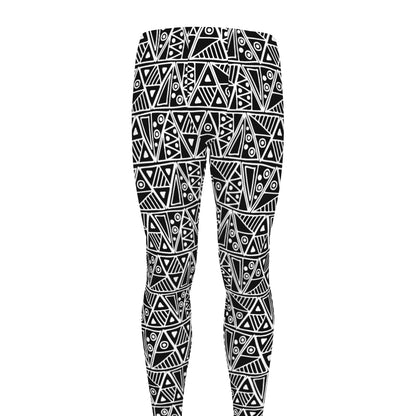 Black And White African Ethnic Print Men's leggings