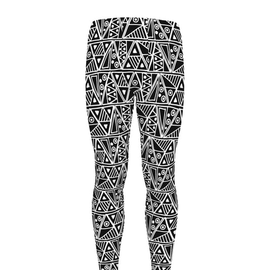 Black And White African Ethnic Print Men's leggings