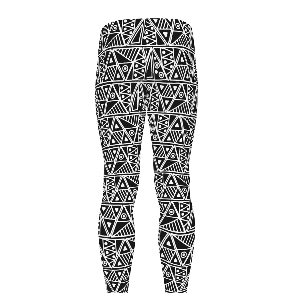 Black And White African Ethnic Print Men's leggings