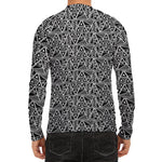 Black And White African Ethnic Print Men's Long Sleeve Rash Guard