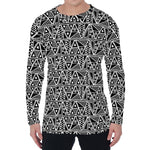 Black And White African Ethnic Print Men's Long Sleeve T-Shirt
