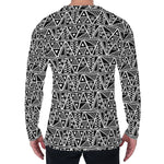 Black And White African Ethnic Print Men's Long Sleeve T-Shirt