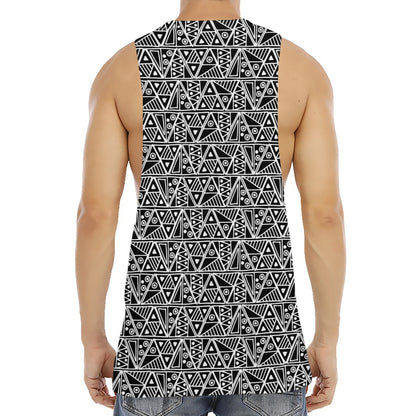Black And White African Ethnic Print Men's Muscle Tank Top