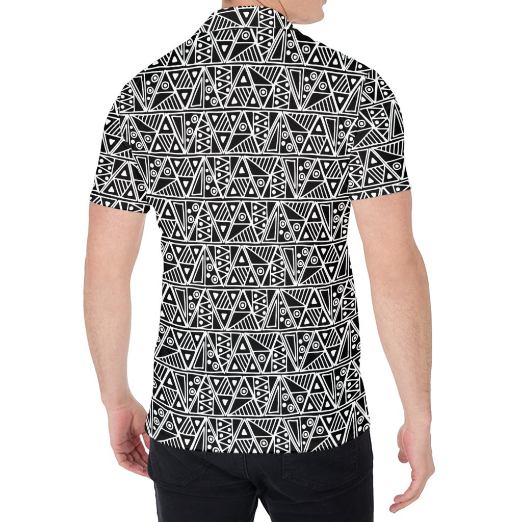 Black And White African Ethnic Print Men's Shirt