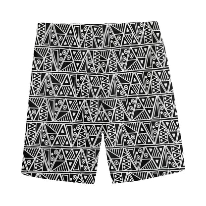 Black And White African Ethnic Print Men's Sports Shorts