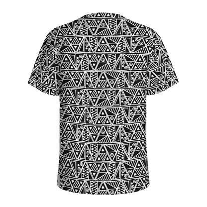 Black And White African Ethnic Print Men's Sports T-Shirt