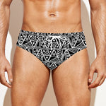 Black And White African Ethnic Print Men's Swim Briefs