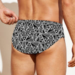Black And White African Ethnic Print Men's Swim Briefs